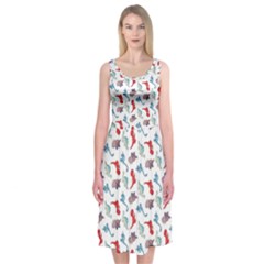 Dinosaurs pattern Midi Sleeveless Dress