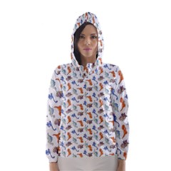 Dinosaurs Pattern Hooded Wind Breaker (women) by ValentinaDesign