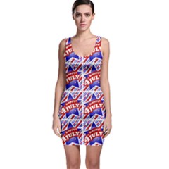 Happy 4th Of July Theme Pattern Sleeveless Bodycon Dress by dflcprintsclothing