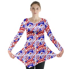 Happy 4th Of July Theme Pattern Long Sleeve Tunic  by dflcprintsclothing