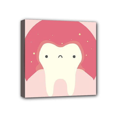 Sad Tooth Pink Mini Canvas 4  X 4  by Mariart