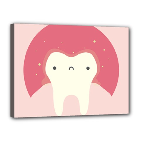 Sad Tooth Pink Canvas 16  X 12  by Mariart