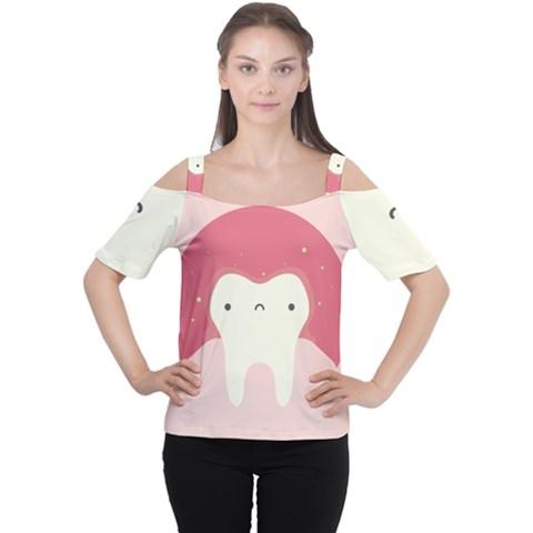 Sad Tooth Pink Women s Cutout Shoulder Tee by Mariart