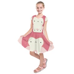 Sad Tooth Pink Kids  Short Sleeve Dress