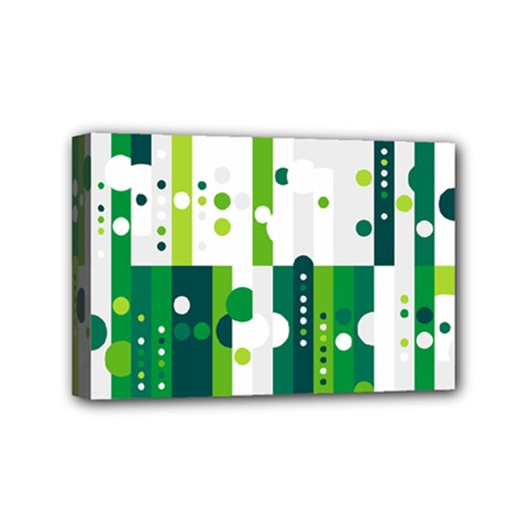 Generative Art Experiment Rectangular Circular Shapes Polka Green Vertical Mini Canvas 6  X 4 