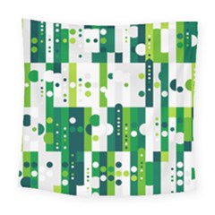 Generative Art Experiment Rectangular Circular Shapes Polka Green Vertical Square Tapestry (large) by Mariart