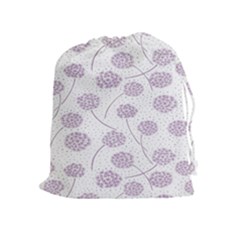 Purple Tulip Flower Floral Polkadot Polka Spot Drawstring Pouches (extra Large) by Mariart