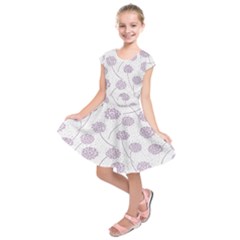 Purple Tulip Flower Floral Polkadot Polka Spot Kids  Short Sleeve Dress by Mariart