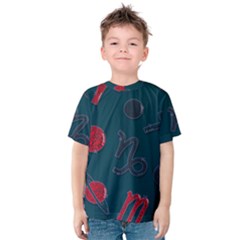Zodiac Signs Planets Blue Red Space Kids  Cotton Tee