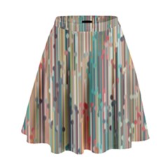 Vertical Behance Line Polka Dot Grey Blue Brown High Waist Skirt by Mariart