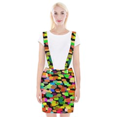 Colorful Paint On A Black Background                     Braces Suspender Skirt by LalyLauraFLM