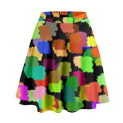 Colorful Paint On A Black Background                   High Waist Skirt by LalyLauraFLM