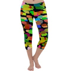 Colorful Paint On A Black Background                  Capri Yoga Leggings by LalyLauraFLM