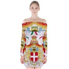 Coat Of Arms Of The Kingdom Of Italy Long Sleeve Off Shoulder Dress by abbeyz71