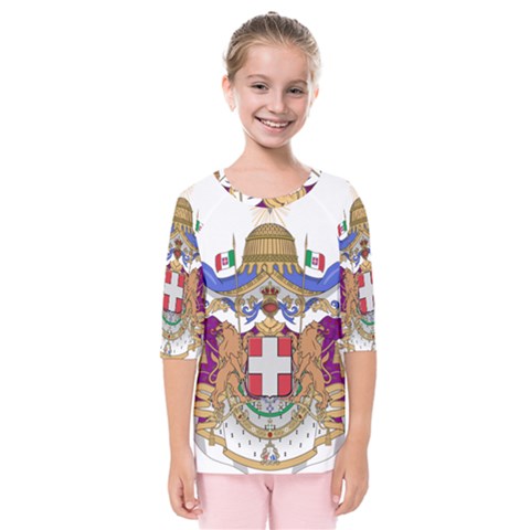 Greater Coat Of Arms Of Italy, 1870-1890 Kids  Quarter Sleeve Raglan Tee by abbeyz71