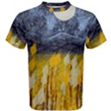 Blue and Gold Landscape with Moon Men s Cotton Tee View1