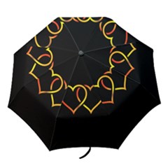 Heart Gold Black Background Love Folding Umbrellas by Nexatart