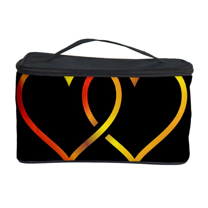 Heart Gold Black Background Love Cosmetic Storage Case