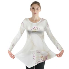 Orchids Flowers White Background Long Sleeve Tunic  by Nexatart
