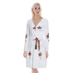 Winter Maple Minimalist Simple Long Sleeve Velvet Front Wrap Dress