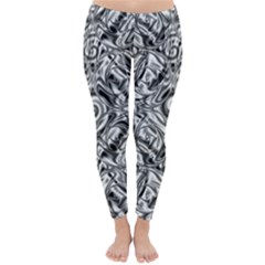 Gray Scale Pattern Tile Design Classic Winter Leggings by Nexatart