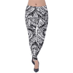 Gray Scale Pattern Tile Design Velvet Leggings by Nexatart