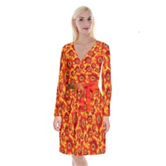 Gerbera Flowers Nature Plant Long Sleeve Velvet Front Wrap Dress