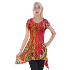 Background Texture Colorful Short Sleeve Side Drop Tunic by Nexatart