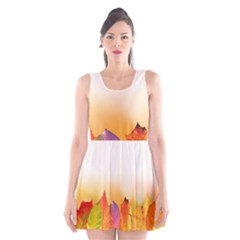 Autumn Leaves Colorful Fall Foliage Scoop Neck Skater Dress by Nexatart