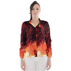 Fire Log Heat Texture Wind Breaker (women) by Nexatart