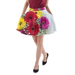 Flowers Gerbera Floral Spring A-line Pocket Skirt by Nexatart