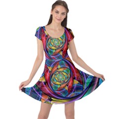 Eye Of The Rainbow Cap Sleeve Dresses