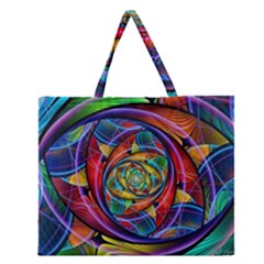 Eye Of The Rainbow Zipper Large Tote Bag by WolfepawFractals