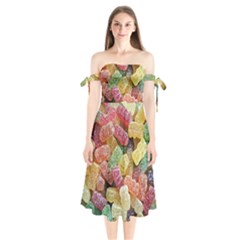 Jelly Beans Candy Sour Sweet Shoulder Tie Bardot Midi Dress by Nexatart