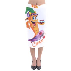 Carrot Cake Punny Velvet Midi Pencil Skirt