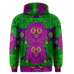 Summer Flower Girl With Pandas Dancing In The Green Men s Pullover Hoodie by pepitasart