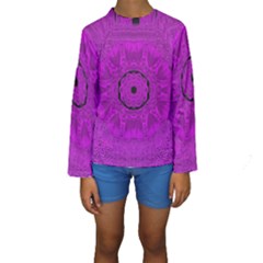 Purple Mandala Fashion Kids  Long Sleeve Swimwear