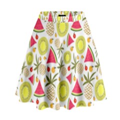 Summer Fruits Pattern High Waist Skirt by TastefulDesigns