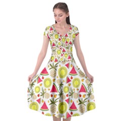 Summer Fruits Pattern Cap Sleeve Wrap Front Dress by TastefulDesigns