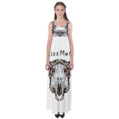 Funny Creepy Alien Headbones Small Empire Waist Maxi Dress by dflcprints