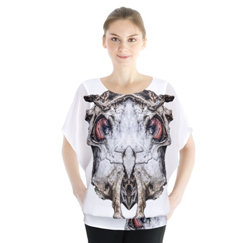 Funny Creepy Alien Headbones Small Blouse by dflcprints