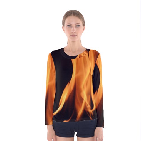 Fire Flame Pillar Of Fire Heat Women s Long Sleeve Tee by Nexatart