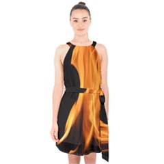 Fire Flame Pillar Of Fire Heat Halter Collar Waist Tie Chiffon Dress by Nexatart