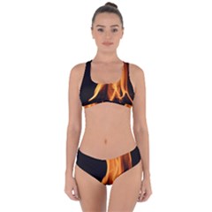 Fire Flame Pillar Of Fire Heat Criss Cross Bikini Set