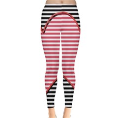 Heart Stripes Symbol Striped Leggings  by Nexatart