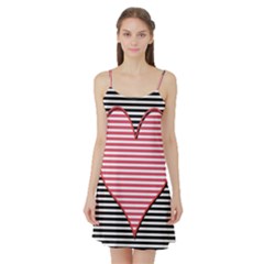 Heart Stripes Symbol Striped Satin Night Slip by Nexatart