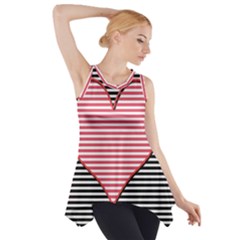 Heart Stripes Symbol Striped Side Drop Tank Tunic