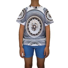 Flat Tire Vehicle Wear Street Kids  Short Sleeve Swimwear by Nexatart