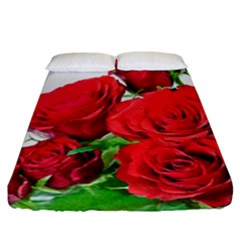 A Bouquet Of Roses On A White Background Fitted Sheet (california King Size)