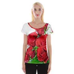 A Bouquet Of Roses On A White Background Women s Cap Sleeve Top